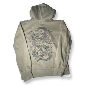 Snake and flowers olive hoodie